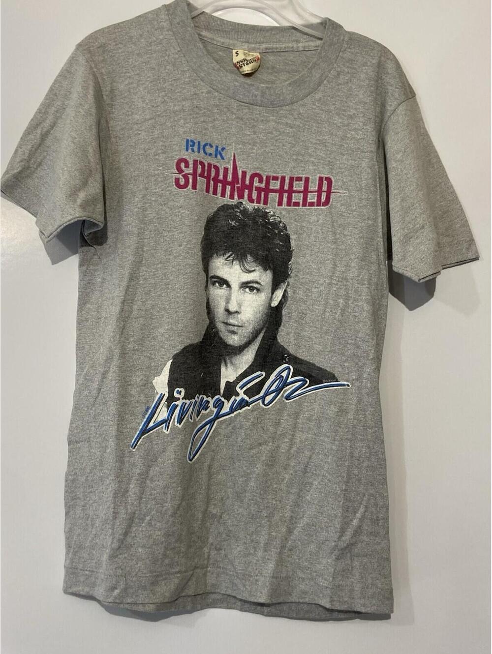 Mens SCREEN STARS Vintage 1983 Rick Springfield Living In Oz Tour Shirt Sz S